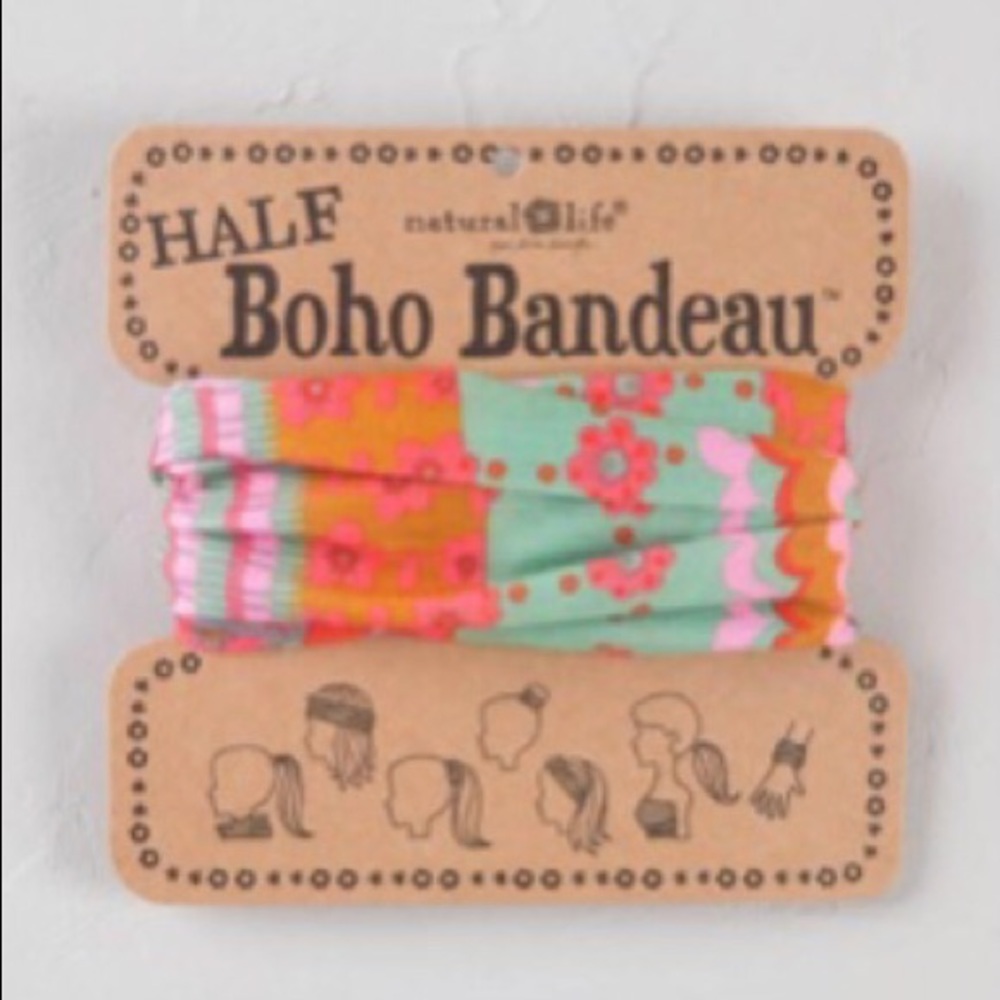 Natural Life Half Boho Headband Bandeau Coral